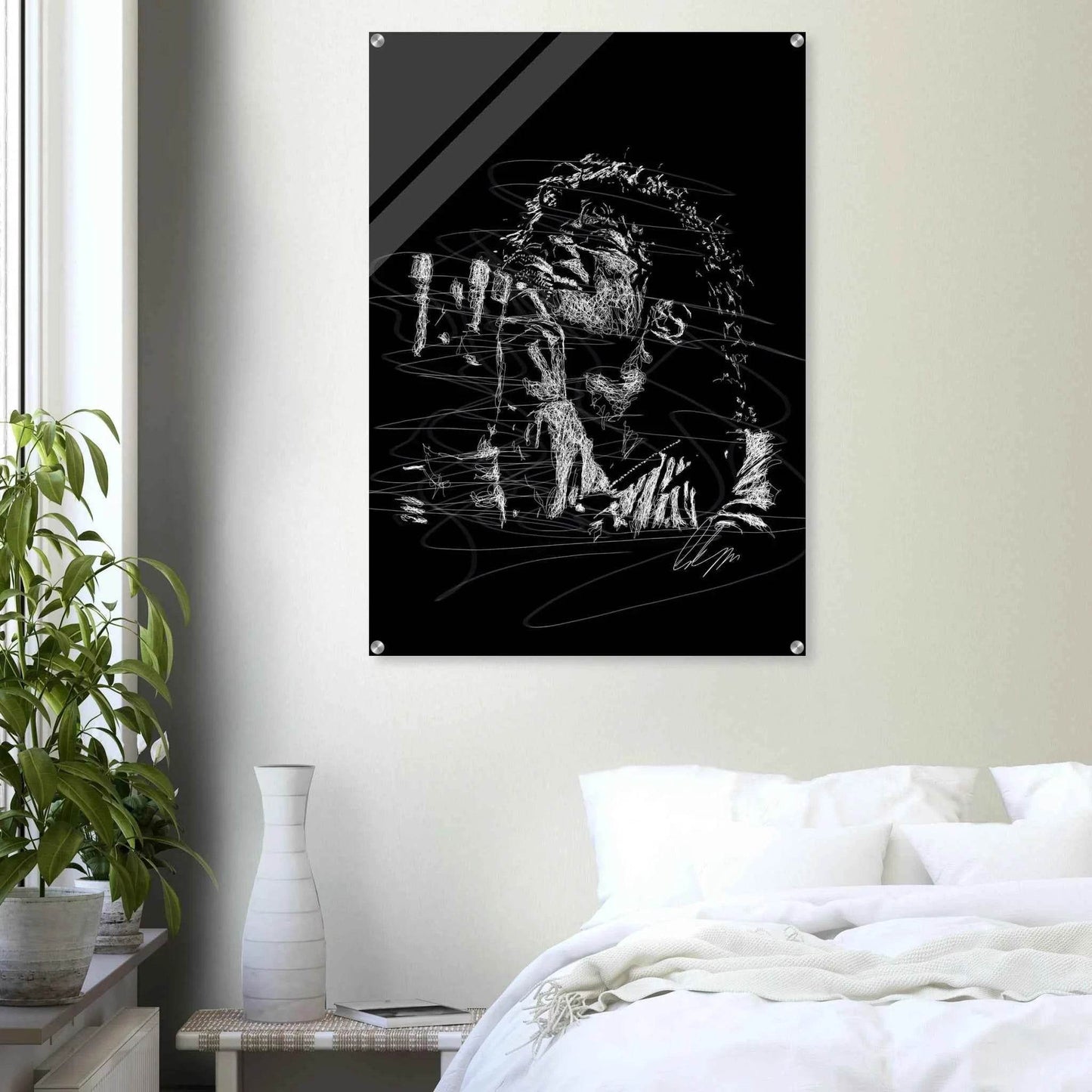 Michael Jackson Acrylic Print - Abstract Black & White Sketch Modern Wall Art in Multiple Sizes - Vibrantwalls