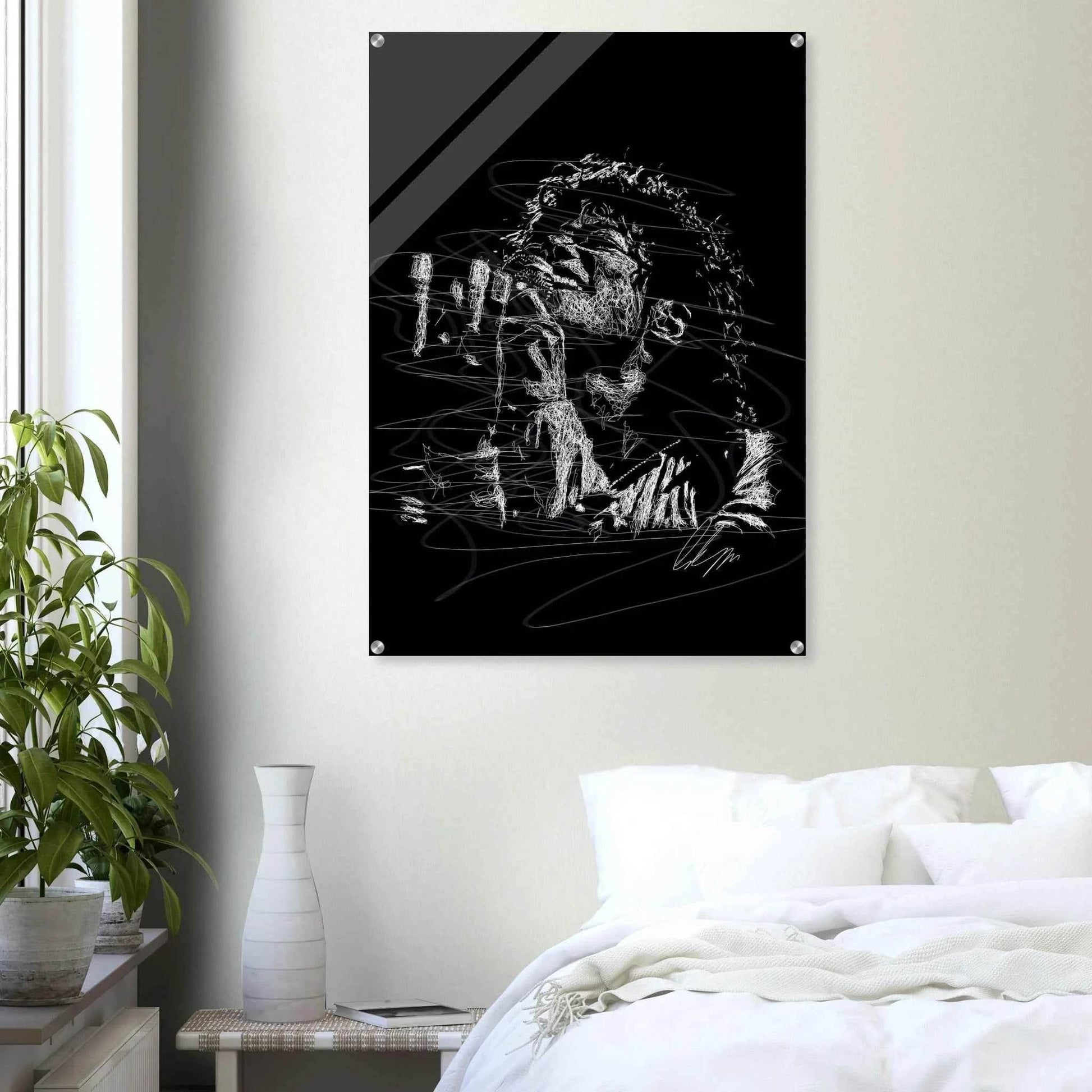 Michael Jackson Acrylic Print - Abstract Black & White Sketch Modern Wall Art in Multiple Sizes - Vibrantwalls