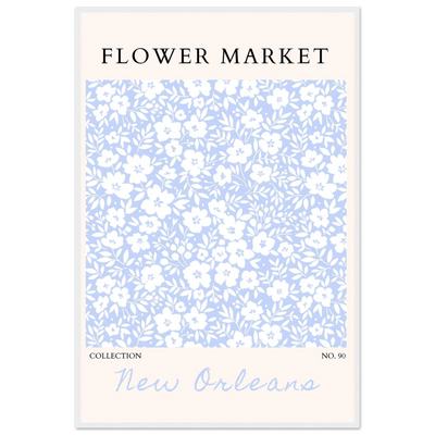 Flower Market New Orleans – Chic Periwinkle Floral Framed Poster | Ready-to-Hang Wall Art - Vibrantwalls