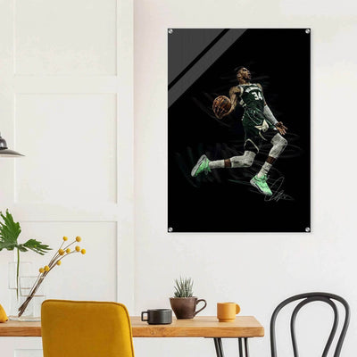 Giannis Antetokounmpo Milwaukee Bucks Acrylic Print – Dynamic NBA Art for Modern Spaces - Vibrantwalls