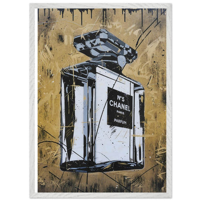 Abstract Chanel N°5 Art Print - Luxury Perfume Wall Art in Premium Mounted Frame - Vibrantwalls