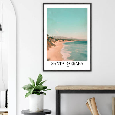 Santa Barbara USA Framed Poster – Pastel Beach Travel Wall Art in Your Choice of Frame - Vibrantwalls