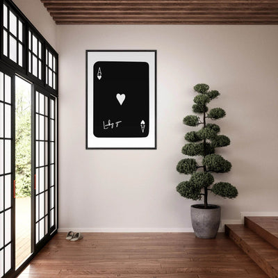 Minimalist Ace of Hearts Poker Card Print - Lucky You Framed Poster Art, Eco-Friendly Wood Frame - Vibrantwalls
