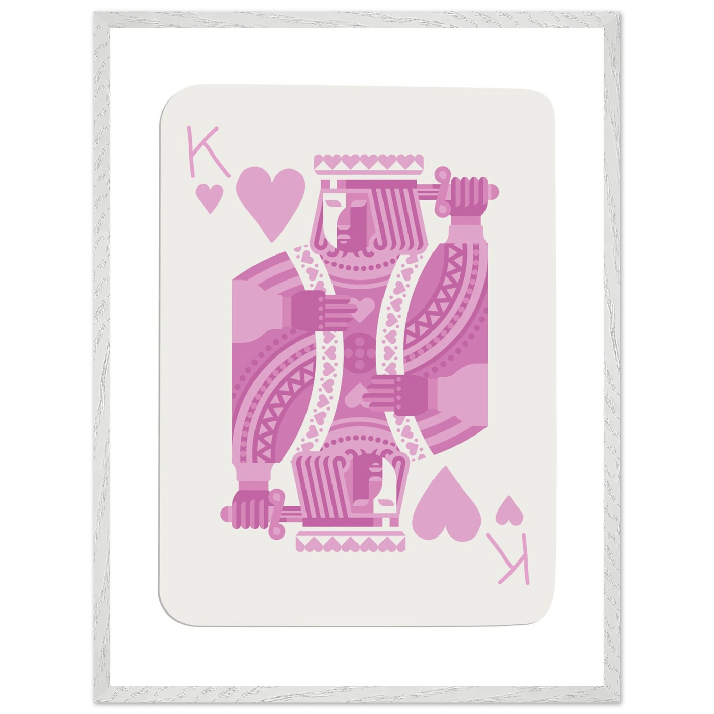 King of Hearts Modern Pink Poker Card Art - Mounted Framed Poster, Eco-Friendly Wood Frame - Vibrantwalls