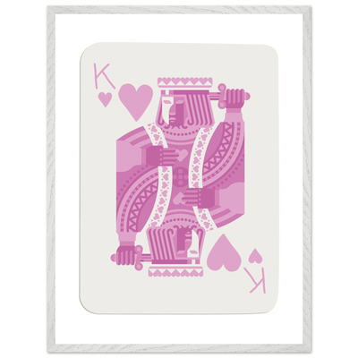 King of Hearts Modern Pink Poker Card Art - Mounted Framed Poster, Eco-Friendly Wood Frame - Vibrantwalls
