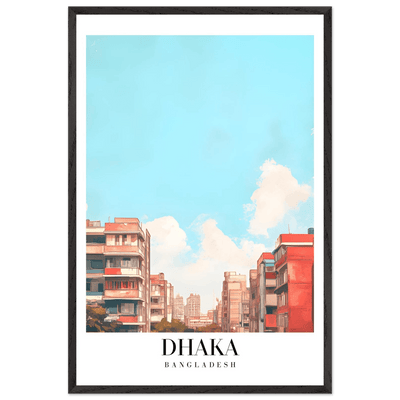 Dhaka Bangladesh Framed Poster – Pastel Cityscape Wall Art with Customizable Wooden Frame - Vibrantwalls