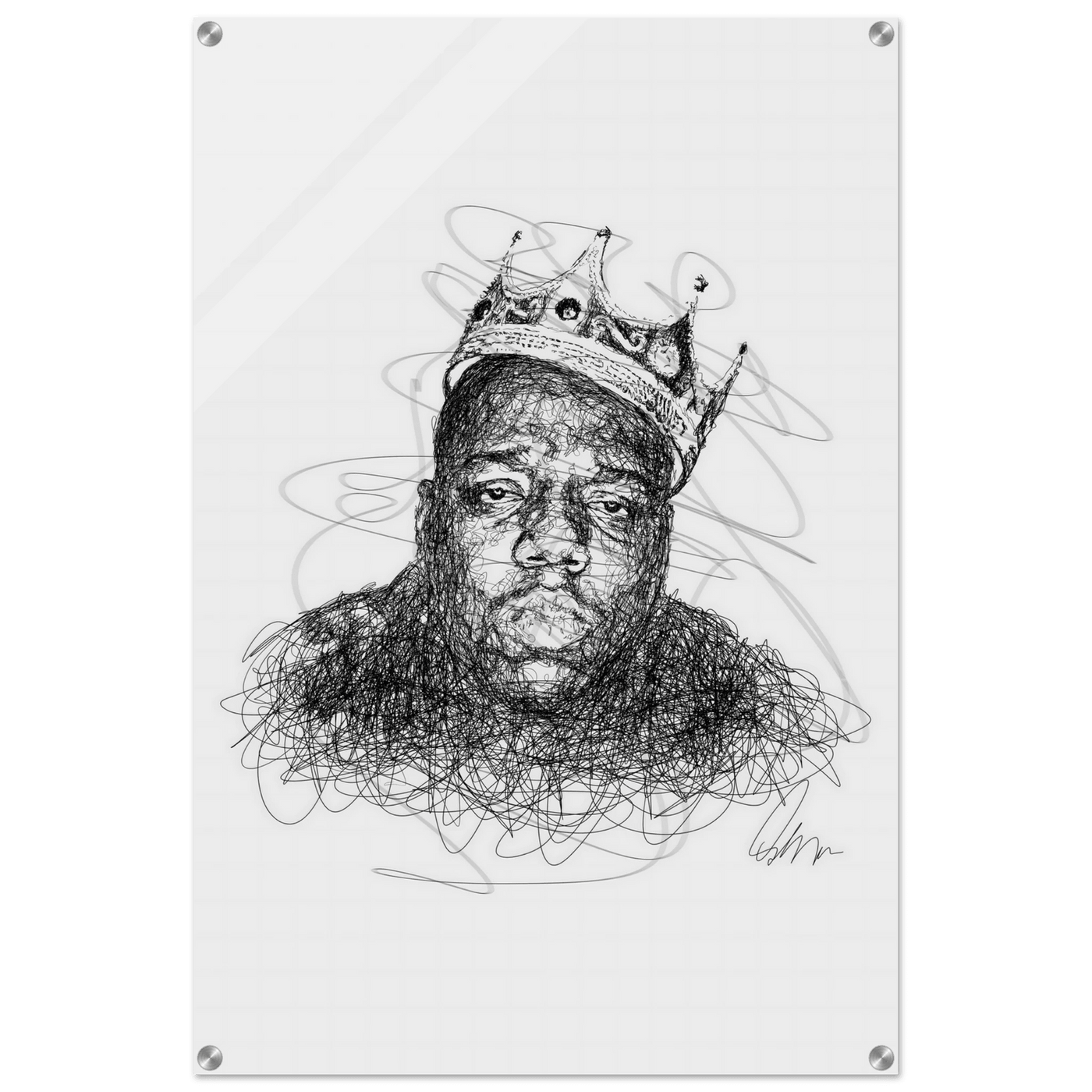 Notorious B.I.G. Scribble Art Acrylic Print – Iconic, Modern, Durable Wall Decor for Any Space - Vibrantwalls