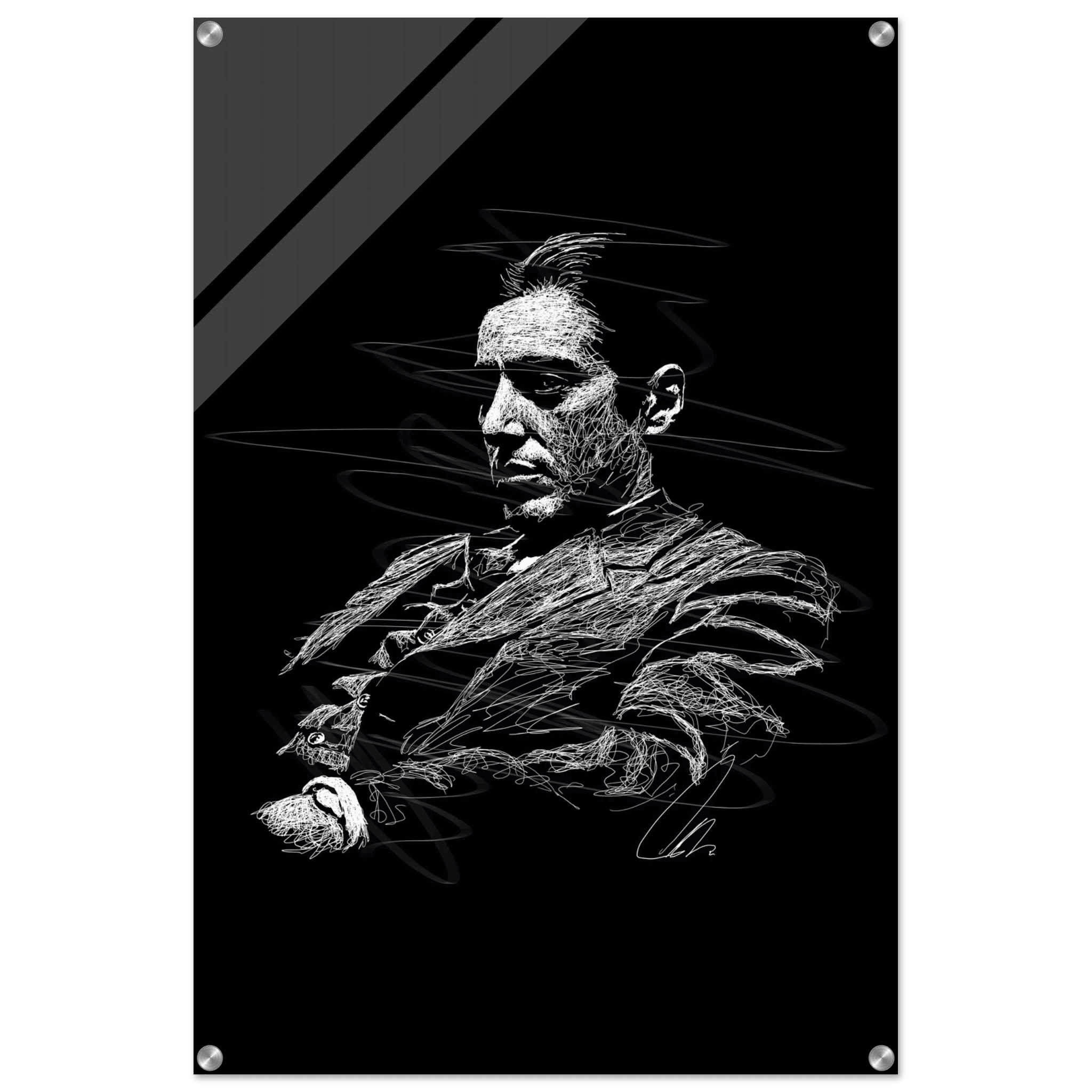 Al Pacino Scarface Sketch Art Acrylic Print – Iconic, Dynamic, Black & White Wall Decor - Vibrantwalls