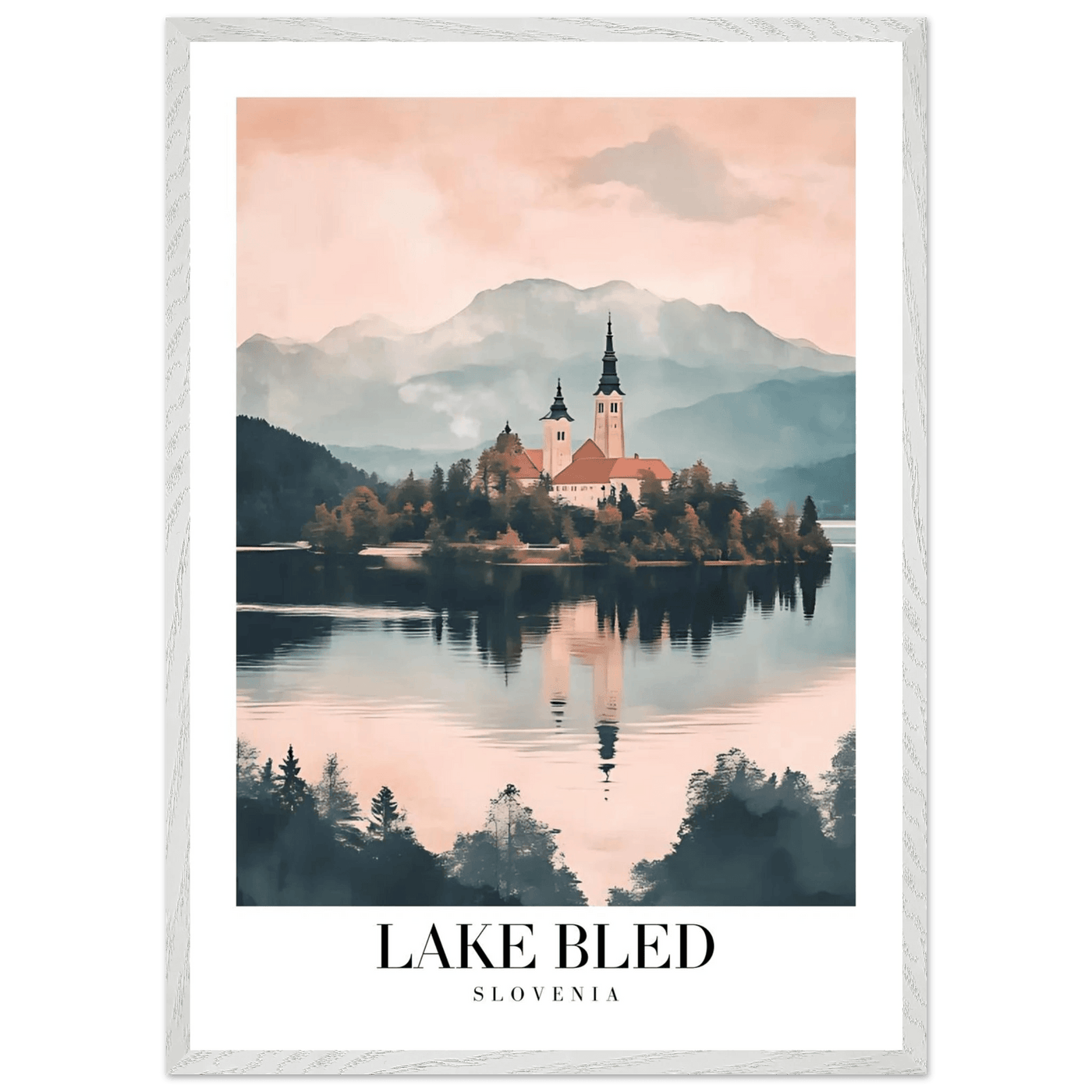 Lake Bled Slovenia Framed Poster – Serene Lakeside Wall Art with Wooden Frame - Vibrantwalls