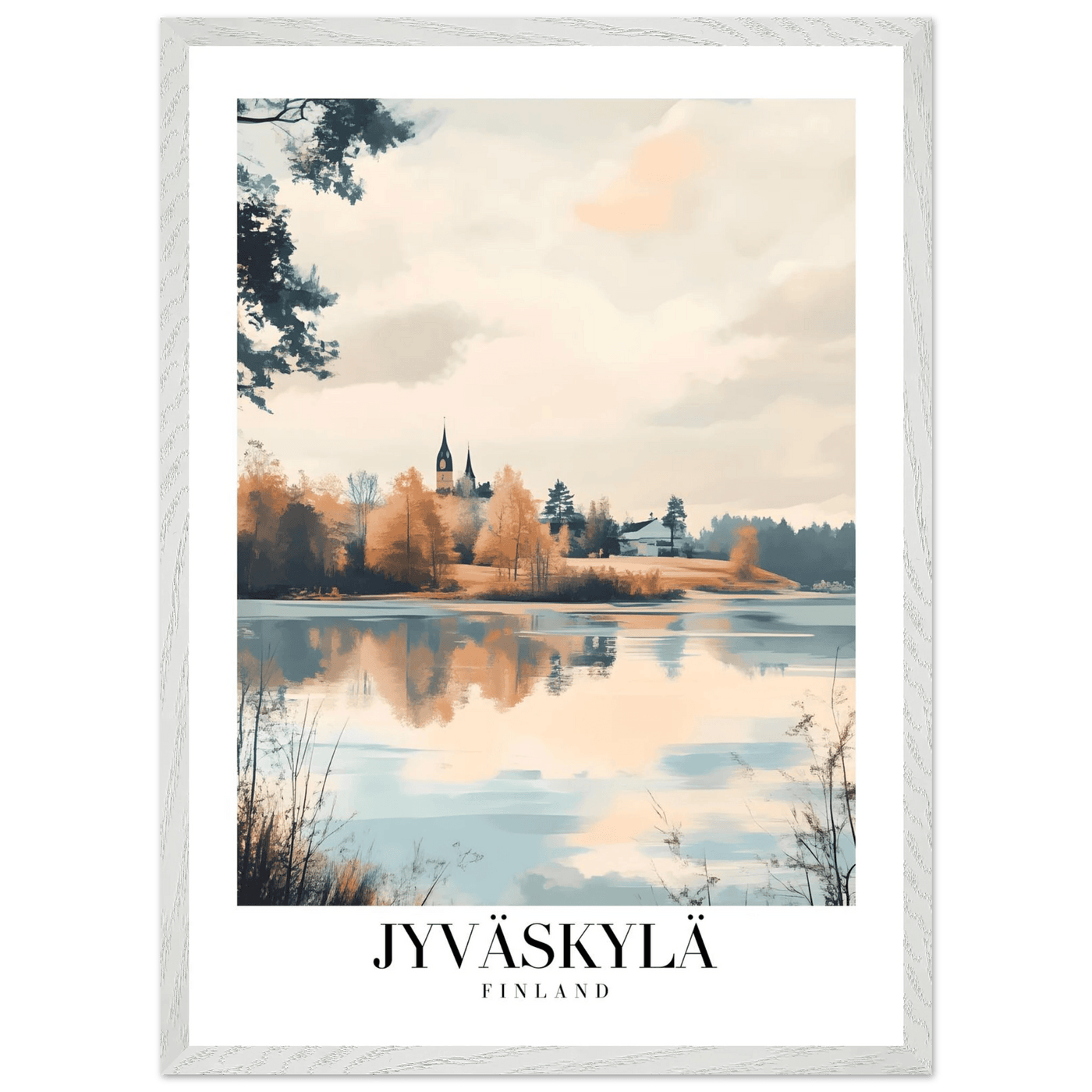 Jyväskylä Finland Framed Poster – Serene Lakeside Wall Art with Vintage-Inspired Charm & Wooden Frame - Vibrantwalls