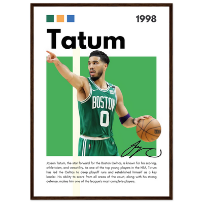Jayson Tatum Boston Celtics Star Framed Poster 50x70 cm 20x28″ Dark wood frame Vibrantwalls
