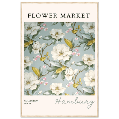 Hamburg 'Flower Market' Framed Poster – Elegant Magnolia & Cherry Blossom Art Print | Ready-to-Hang - Vibrantwalls