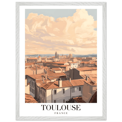 Toulouse France Framed Poster – Vintage Sunset Cityscape Wall Art with Wooden Frame - Vibrantwalls