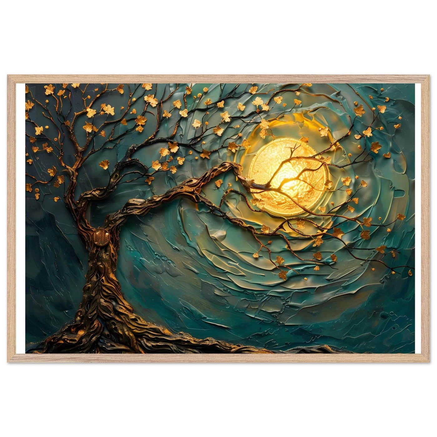 Teal Gold Tree of Life Pendant - Elegance in Nature's Design - Vibrantwalls