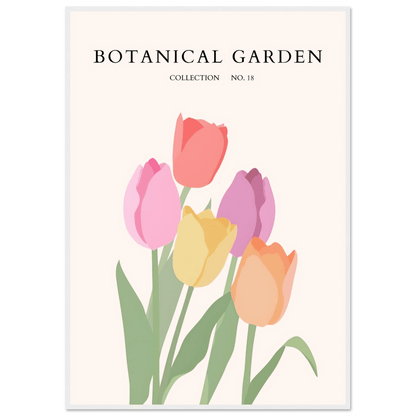Botanical Garden Tulip Framed Poster – Pastel Bloom Art Print | Ready-to-Hang Floral Decor - Vibrantwalls
