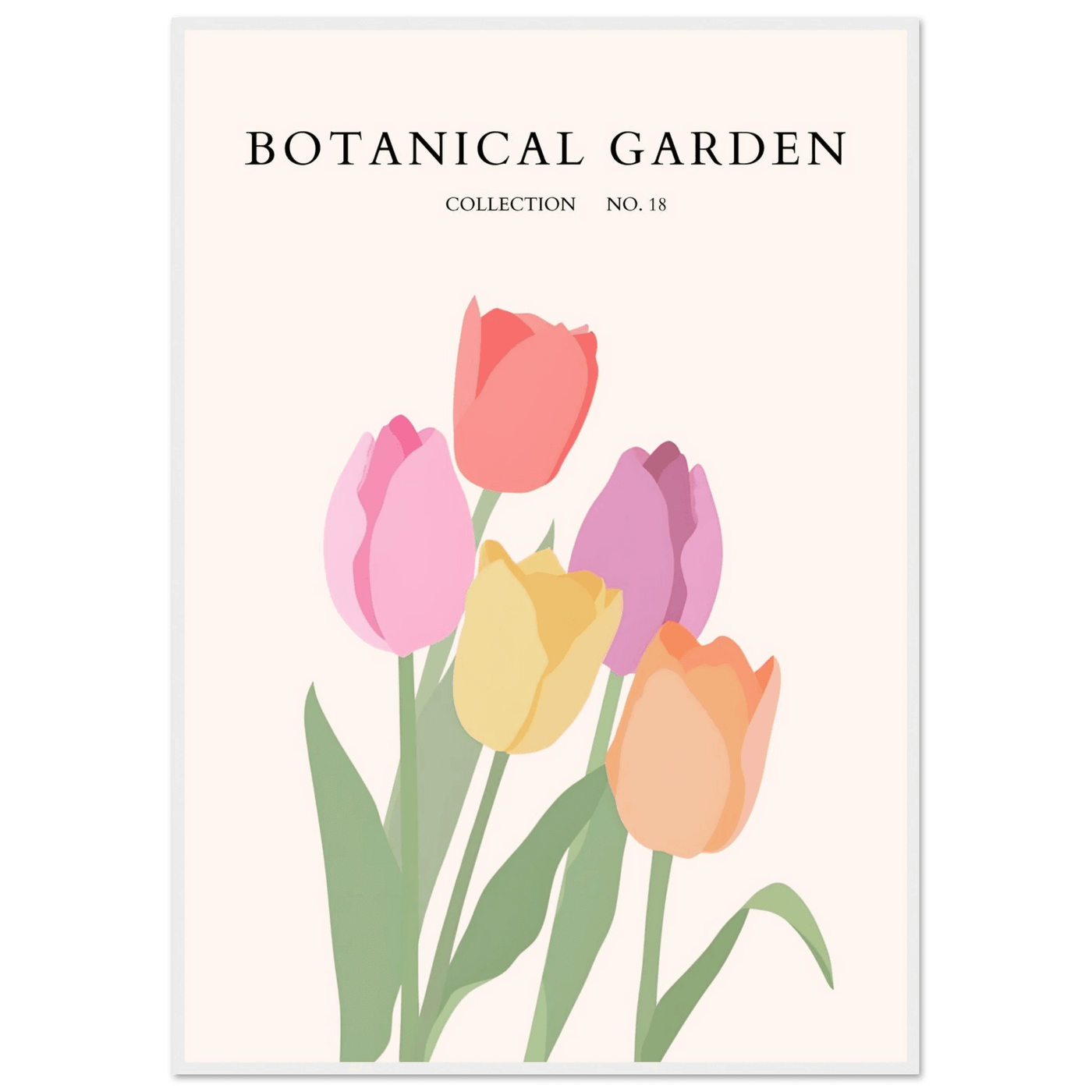 Botanical Garden Tulip Framed Poster – Pastel Bloom Art Print | Ready-to-Hang Floral Decor - Vibrantwalls