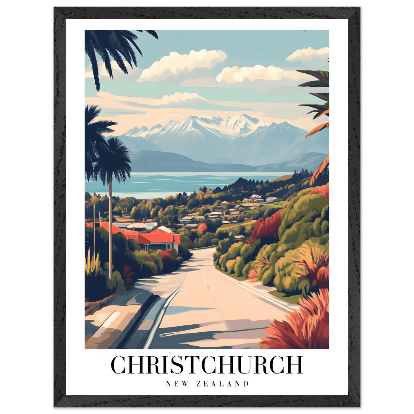 Christchurch New Zealand Framed Poster – Vintage Travel Wall Art with Wooden Frame - Vibrantwalls