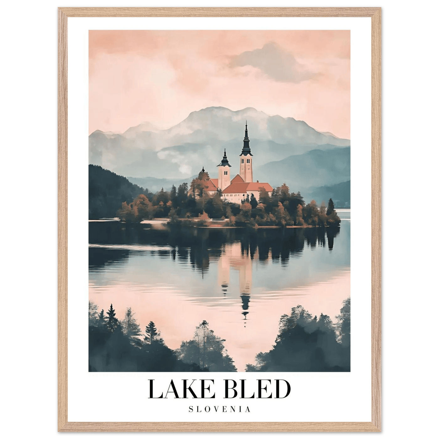 Lake Bled Slovenia Framed Poster – Serene Lakeside Wall Art with Wooden Frame - Vibrantwalls