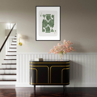 Minimalist Jack of Hearts Poker Card Print - Mounted Framed Eco-Friendly Art with Wood Frame - Vibrantwalls