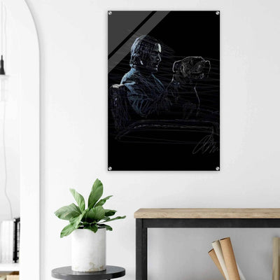 John Wick Dog Wall Decor – Abstract Acrylic Print, Modern Line Art, Glossy Finish, Iconic Duo Wall Decor - Vibrantwalls