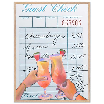 Retro Diner Cocktail "Guest Check" 60x80 cm 24x32″ Wood frame Not assembled Vibrantwalls