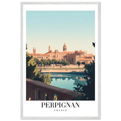 Perpignan France Framed Poster – Vintage Cityscape Wall Art with Wooden Frame - Vibrantwalls