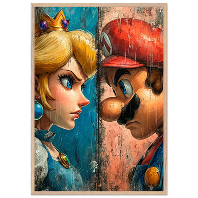 Mario & Peach Pop Art Mounted Framed Poster – Iconic Clash, Eco-Friendly, Ready to Hang - Vibrantwalls
