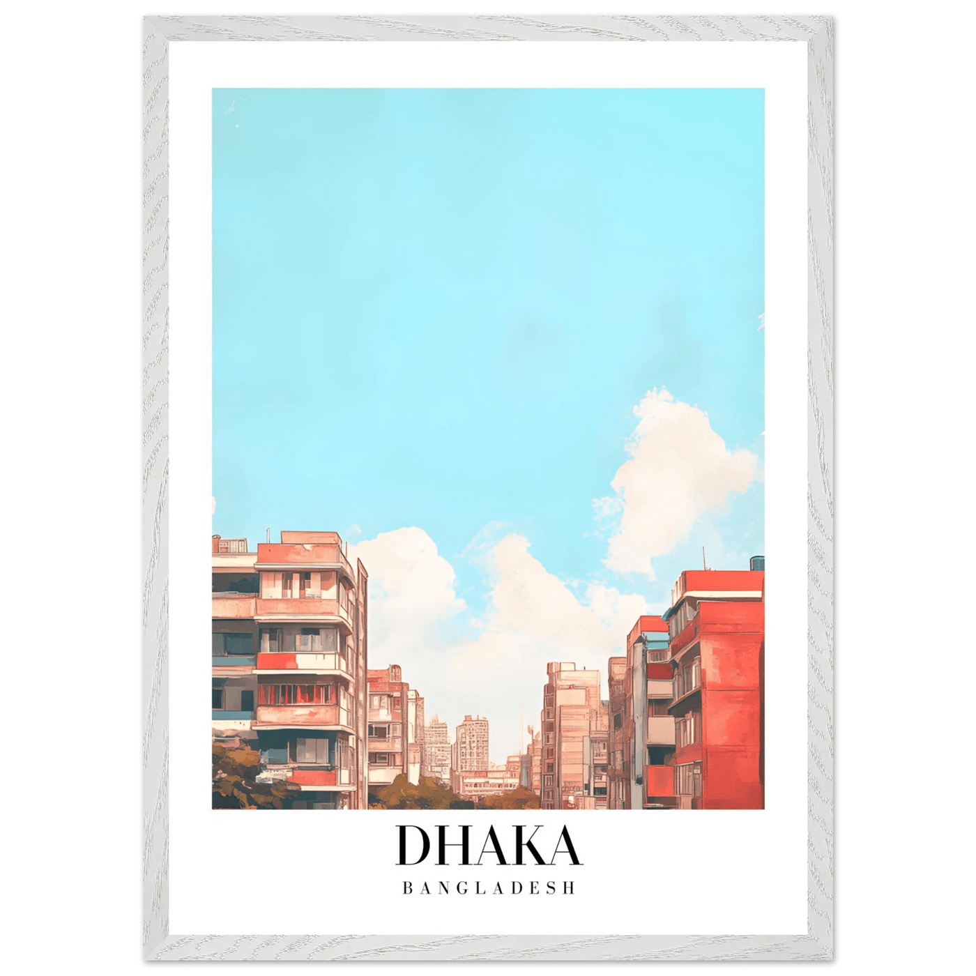 Dhaka Bangladesh Framed Poster – Pastel Cityscape Wall Art with Customizable Wooden Frame - Vibrantwalls