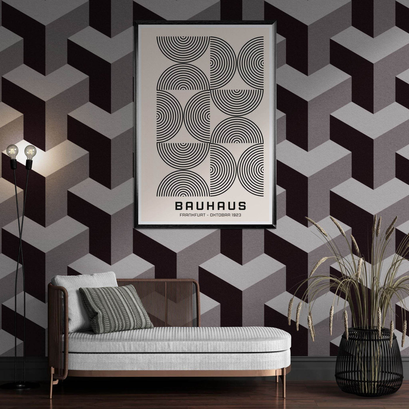Bauhaus 1923 Navy & Beige - Vibrantwalls