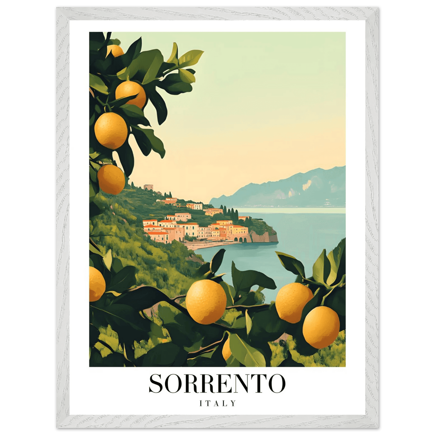 Sorrento Italy Framed Poster – Vintage Citrus Grove Travel Wall Art with Wooden Frame - Vibrantwalls