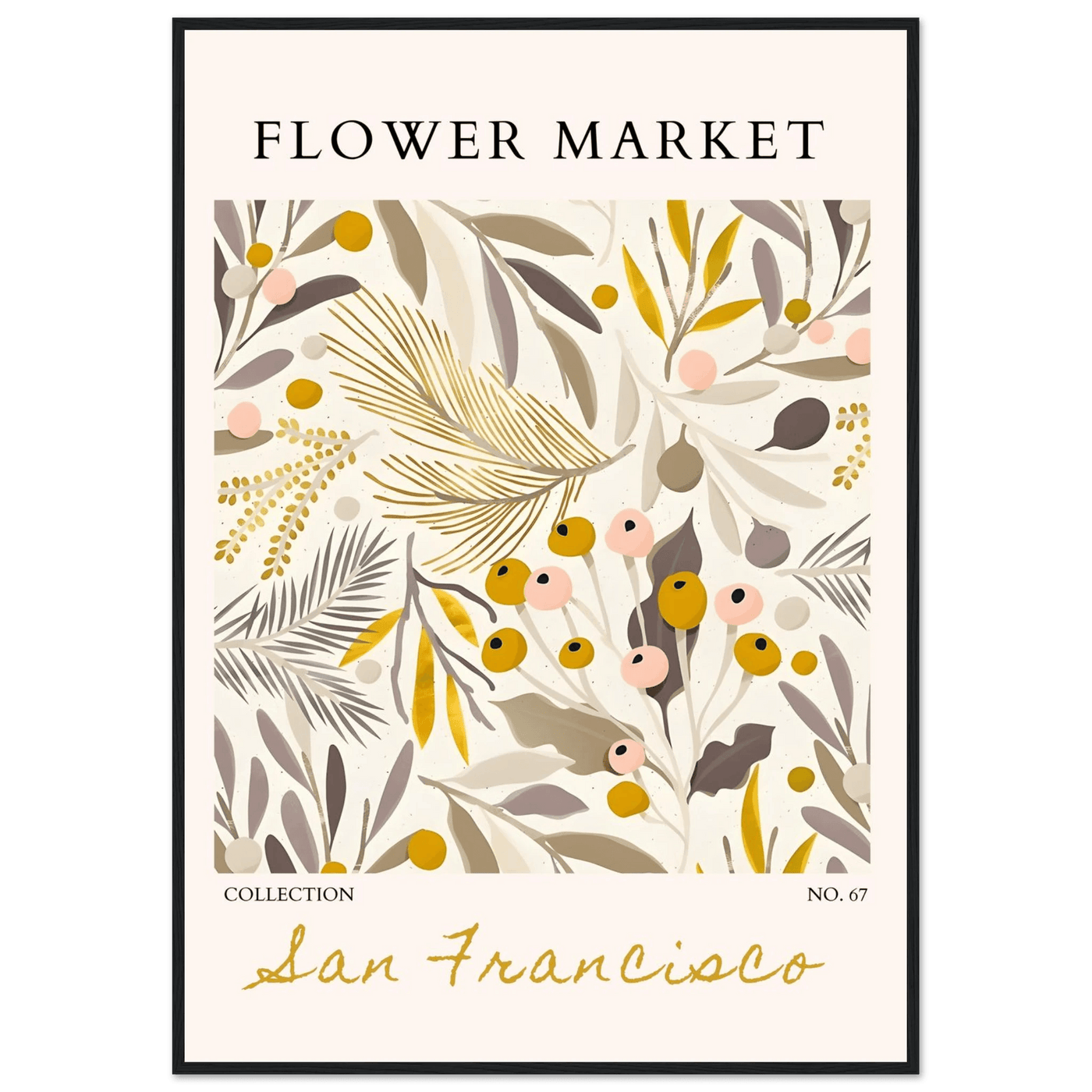 San Francisco Flower Market Collection Framed Poster – Botanical Golden Hues & Abstract Art Prints | Ready-to-Hang - Vibrantwalls