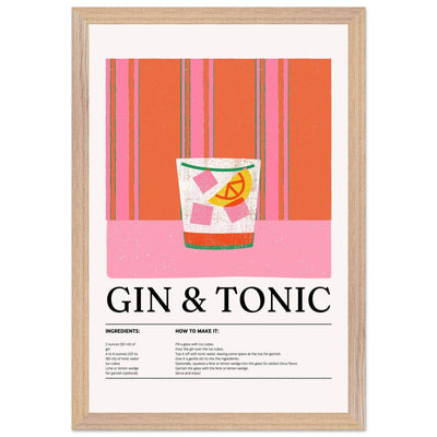 Gin Tonic Cocktail Recipe Minimalist Design Print - Vibrantwalls