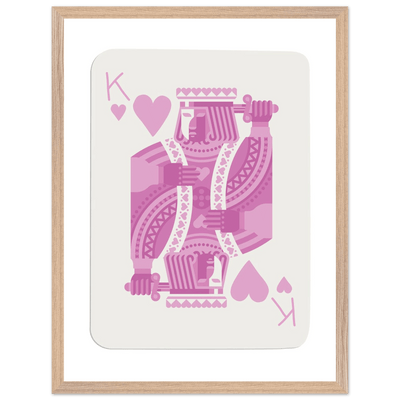 King of Hearts Modern Pink Poker Card Art - Mounted Framed Poster, Eco-Friendly Wood Frame - Vibrantwalls