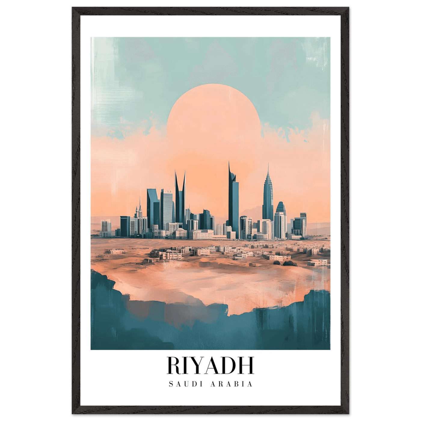 Riyadh Saudi Arabia Framed Poster – Modern Desert City Wall Art in Earthy Tones - Vibrantwalls