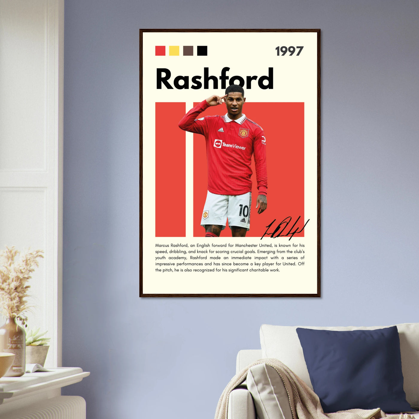 Marcus Rashford Manchester United Soccer Framed Poster – Iconic Red Devil Art Print Vibrantwalls