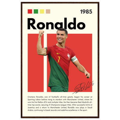 Cristiano Ronaldo Portugal Soccer Framed Football Poster 60x90 cm 24x36″ Dark wood frame Vibrantwalls