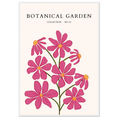 Vibrant Botanical Garden Framed Poster – Pink Cosmos & Abstract Floral Art Print | Ready-to-Hang in Various Sizes - Vibrantwalls