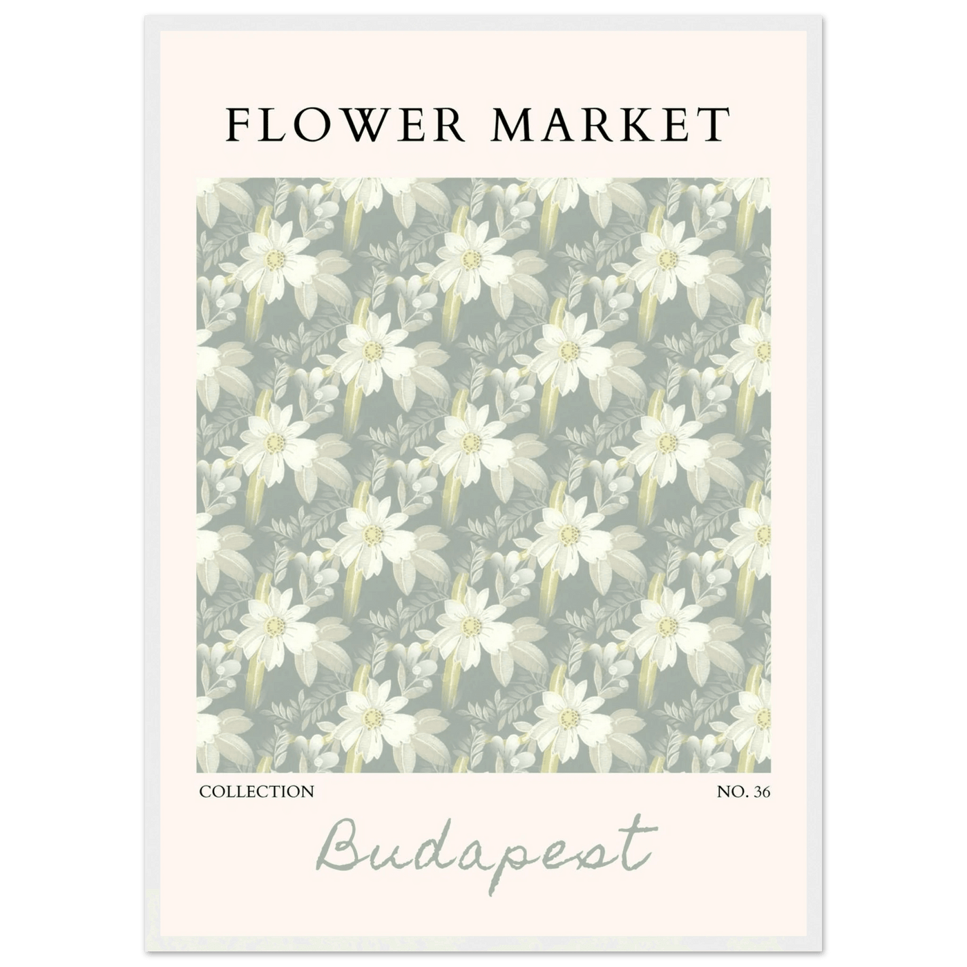 Budapest Flower Market Framed Poster – Elegant Botanical Art Print in Sage Green | Ready-to-Hang Wall Decor - Vibrantwalls