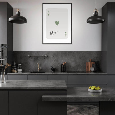 Lucky You Ace of Hearts Print - Botanical Green Framed Poster Art, Eco-Friendly Wood Frame & Choice of Finish - Vibrantwalls