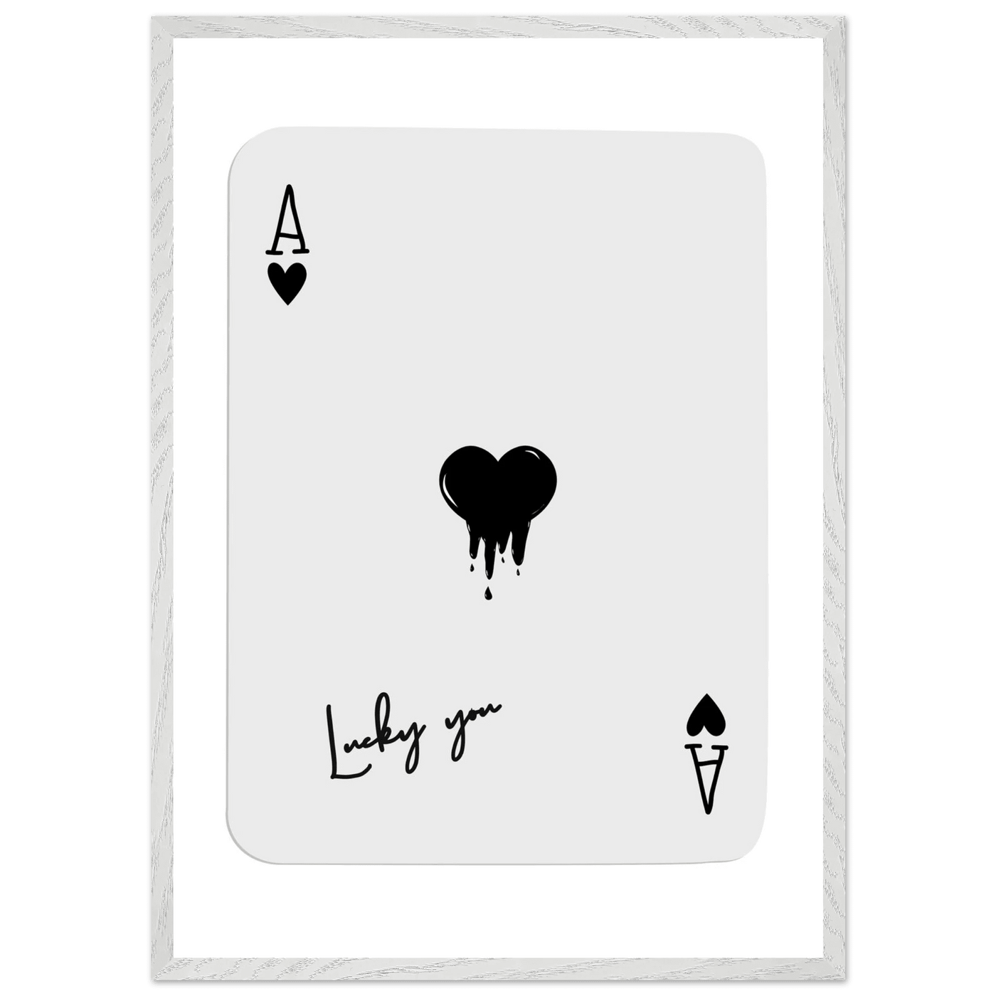 Lucky Ace of Hearts Dripping Art Print - Framed Poster, Modern Poker Card Decor, Eco-Friendly Wood Frame - Vibrantwalls