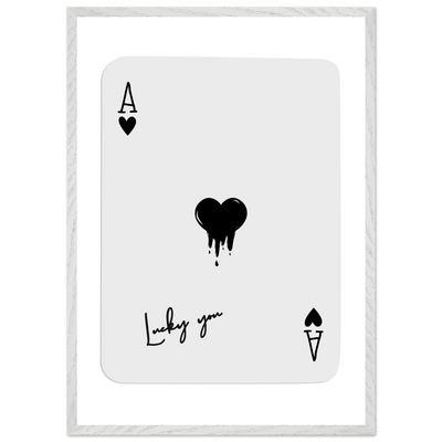 Lucky Ace of Hearts Dripping Art Print - Framed Poster, Modern Poker Card Decor, Eco-Friendly Wood Frame - Vibrantwalls