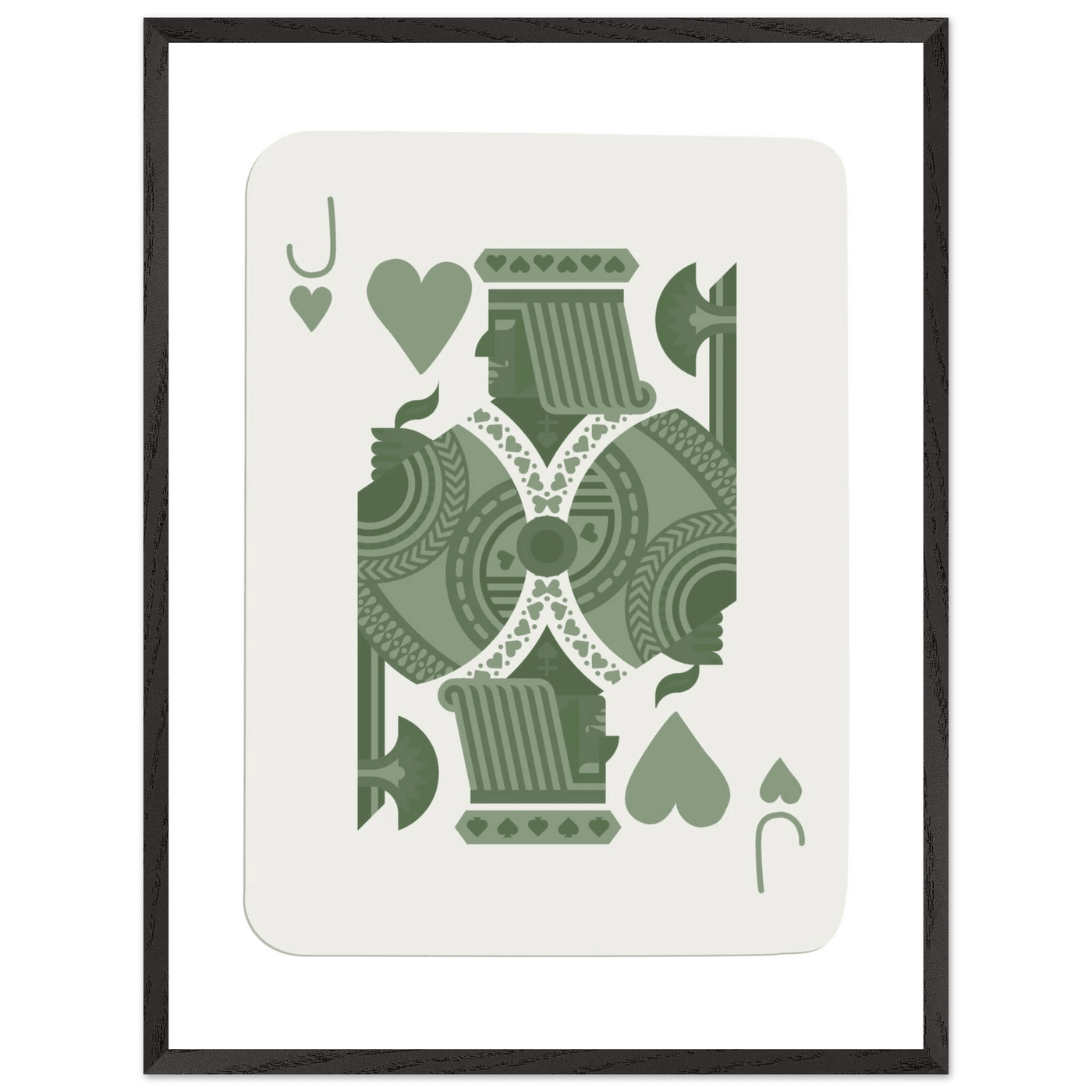 Minimalist Jack of Hearts Poker Card Print - Mounted Framed Eco-Friendly Art with Wood Frame - Vibrantwalls