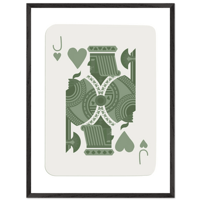 Minimalist Jack of Hearts Poker Card Print - Mounted Framed Eco-Friendly Art with Wood Frame - Vibrantwalls