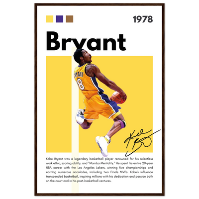 Kobe Bryant Number 24 Lakers Modern Print 60x90 cm 24x36″ Dark wood frame Vibrantwalls