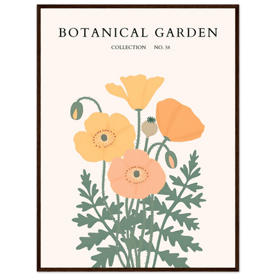 Botanical Garden Poppy Framed Poster – Warm Hues & Nature Art Print | Ready-to-Hang Floral Decor - Vibrantwalls