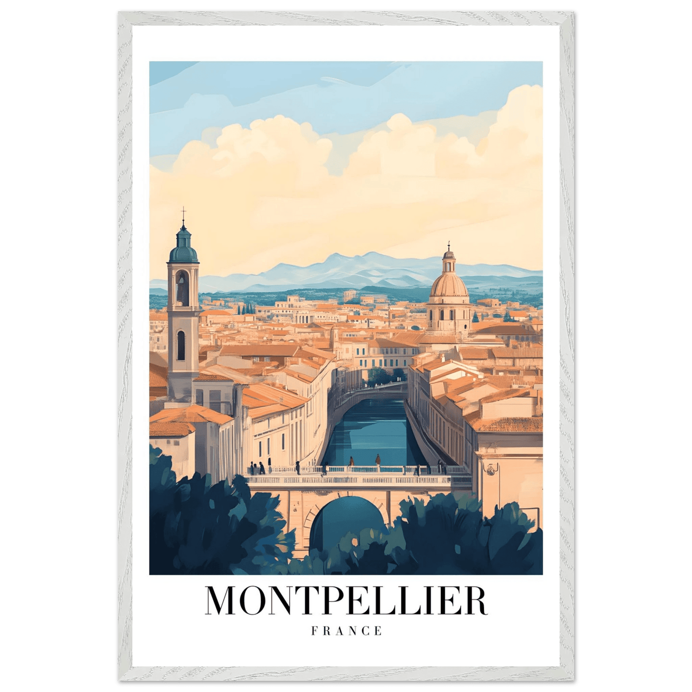 Montpellier France Framed Poster – Vintage Travel Wall Art with Wooden Frame - Vibrantwalls
