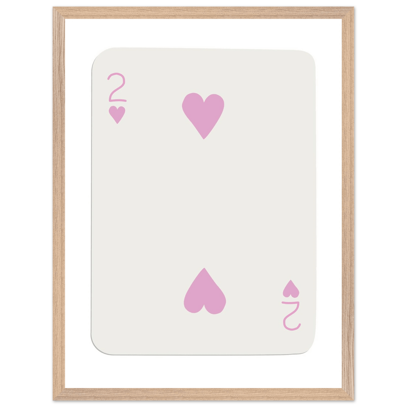 Minimalist Pink Two of Hearts Poker Card Art Print - Framed & Mounted Eco-Friendly Decor, Custom Sizes Available - Vibrantwalls