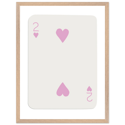 Minimalist Pink Two of Hearts Poker Card Art Print - Framed & Mounted Eco-Friendly Decor, Custom Sizes Available - Vibrantwalls