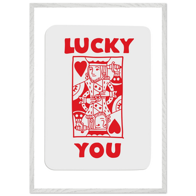 Lucky You Poker Card Art Print - Two of Hearts King - Framed Poster with Eco-Friendly Wood Frame - Vibrantwalls