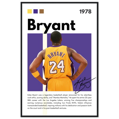 Kobe Bryant Mamba Mentality Lakers Framed Poster 60x90 cm 24x36″ Black frame Vibrantwalls